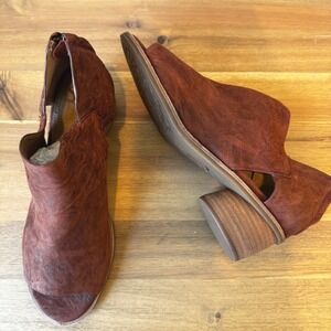Sofft Carliegh Women 11 Rust Brown Distressed Leather Peep Toe Block Heel Bootie